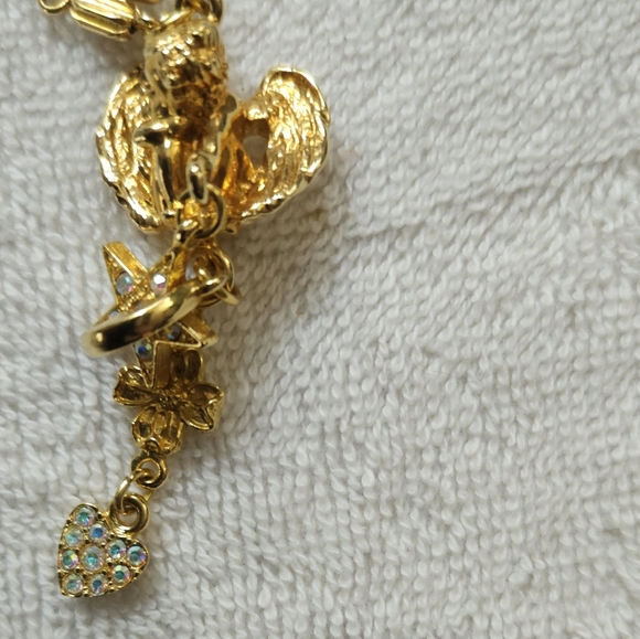 Elegant Kirks Folly angel and star Gold Necklace with Crystal Accents - Picture 1 of 5